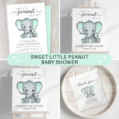 Budget Elephant Mint Baby Shower Invitation