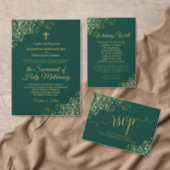 Emerald Green Gold Wedding Save the Date Calendar Announcement Postcard (Personalise this independent creator's collection.)