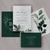 Emerald Greenery Rose Gold Foil All In One Wedding Foil Invitation