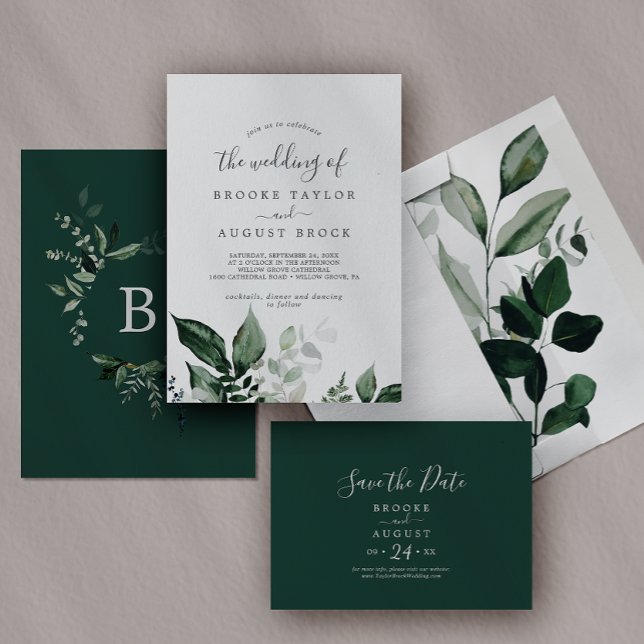Emerald Greenery Green Wedding Photo Album 3 Ring Binder