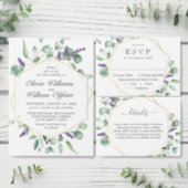 Modern Eucalyptus Lavender Geometric Frame Wedding Invitation (Personalise this independent creator's collection.)