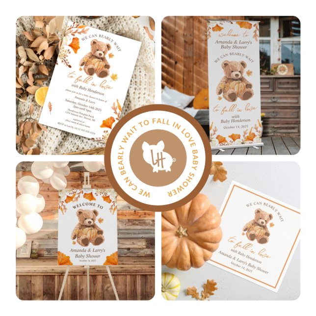 Fall in shops love baby shower invitation