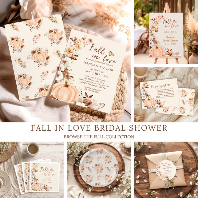 Fall in Love Pumpkin Bridal Shower Invitation