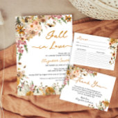 Pumpkin Fall in Love Fall Floral Bridal Shower Invitation | Zazzle