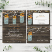 Barnwood Rustic fall leaves mason jars save dates Announcement Postcard (Personalise this independent creator's collection.)