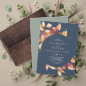 Fall Leaves | Navy Blue & Burgundy Casual Wedding Invitation (Personalise this independent creator's collection.)
