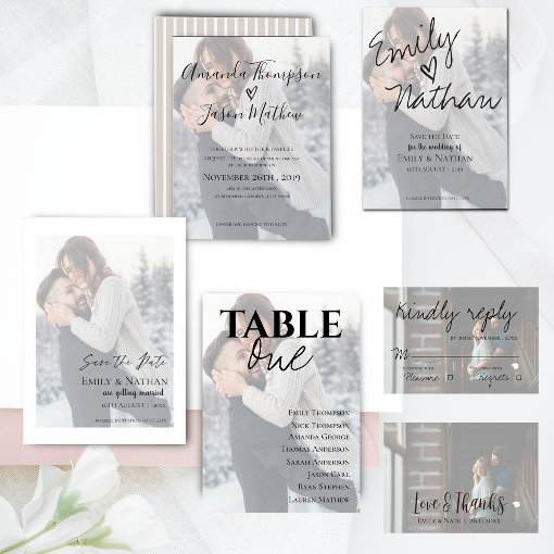 Faux Vellum Effect Wedding Photo Save the Date Invitation Zazzle
