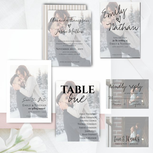 Faux Vellum Effect 2 Photo Wedding Save the Date