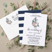 Floral Anchor | Navy Summer Wedding Invitation (Personalise this independent creator's collection.)
