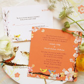 Love Birds Spring Floral Orange Bridal Shower Invitation
