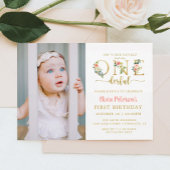 Girl Floral Isn't She Onederful 1st Birthday Invitation
