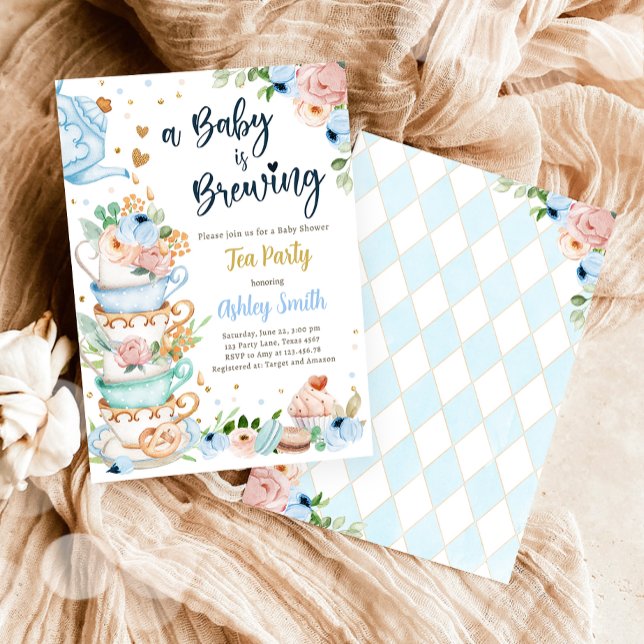 A Baby is Brewing Invitation Tea Party Baby Shower Zazzle
