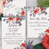 Dove Lovebird Magnolia and Lace Wedding  Invitation