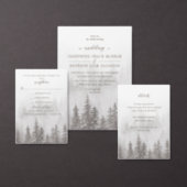 Watercolor Evergreen Forest in Gray Beige Wedding All In One Invitation (Personalise this independent creator's collection.)