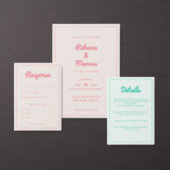 Modern Bold Hot Pink Fuchsia Retro Vibes Wedding Invitation (Personalise this independent creator's collection.)