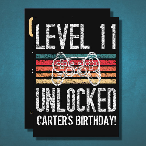 Level 11 Unlocked 11th Birthday Personalized Invitation | Zazzle