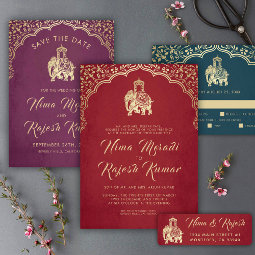 Indian Wedding Invitation, Red, Gold, Ganesha Inv Invitation | Zazzle