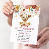 Boho Floral Highland Cow Baby Shower Invite