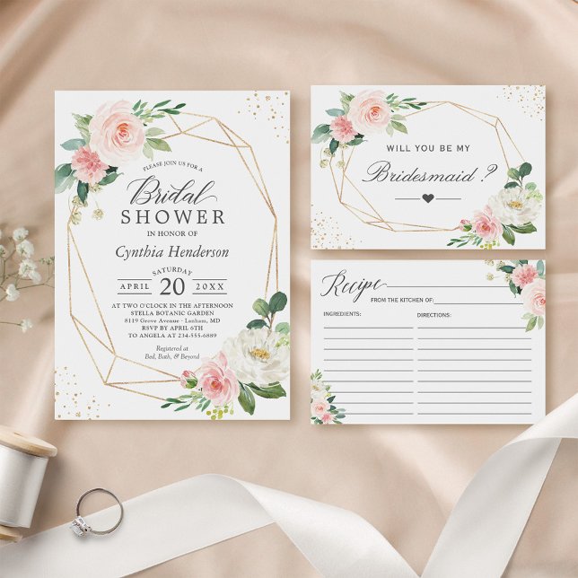 Bridal Shower Modern Romantic Blush Pink Floral Gift Tags Zazzle