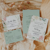 Gold Green Foliage Floral Wedding Invitation Envelope