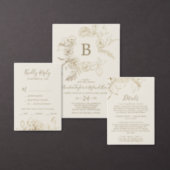 Gilded Floral | Cream and Gold Formal Wedding Invitation (Personalise this independent creator's collection.)