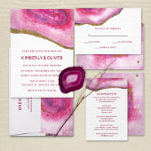 Pink Gilt Agate Wedding Invitations