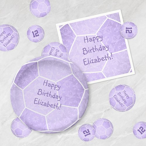 purple soccer balls pattern sports soccer birthday party invitation