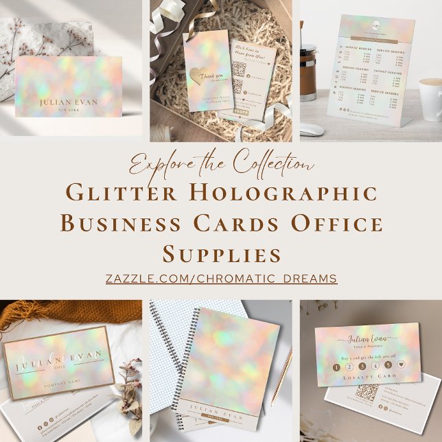 Professional Script Glitter Holographic Business Card | Zazzle