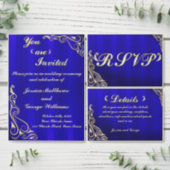 Elegant Regal Golden Royal Blue Bridal Shower Invitation (Personalise this independent creator's collection.)