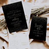Gold Confetti Fancy Script Front & Back Wedding  Invitation