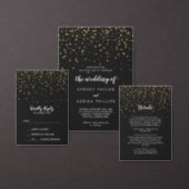 Gold Confetti | Black Wedding Save The Date (Personalise this independent creator's collection.)