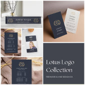 Navy & Gold Lotus Flower Logo Note Cards