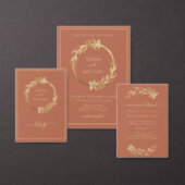 Virtual Wedding Chic Gold Foliage Terracotta Rust Invitation (Personalise this independent creator's collection.)