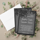 Floral Black and Gray Wedding Bridal Shower Invite (Personalise this independent creator's collection.)