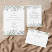 Greenery Foliage Sage And Lilac Monogram Wedding All In One Invitation (Personalise this independent creator's collection.)