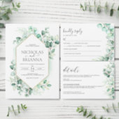 Greenery Boho Arch Eucalyptus Green Gold Wedding Invitation (Personalise this independent creator's collection.)