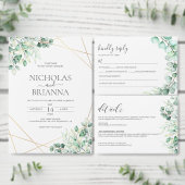 Modern Botanical Greenery Eucalyptus Gold Wedding Sugar Cookie (Personalise this independent creator's collection.)