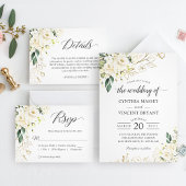 Greenery White Rose Floral Graduation Party Invitation