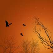 Halloween Bats and Trees