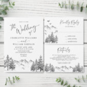 Hand Drawn Mountains Forest Wedding Invitation (Personalise this independent creator's collection.)