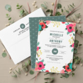 Modern Floral Pink Teal Bachelorette Weekend Invitation (Personalise this independent creator's collection.)