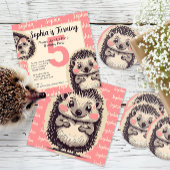 Cute Hedgehogs Girl's Pink Birthday Invitation