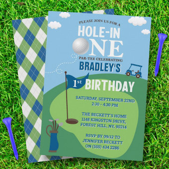 Hole In One Golf 1st Birthday Invitation | Zazzle