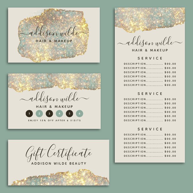 Holographic Signature Script Modern Glam Glitter Business Card