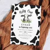 Holy Cow I'm One Cow Print 1st Birthday Invitation