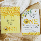 Floral Honey Bee First Bee-day Birthday Invitation