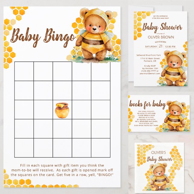Brown honey teddy bear books for baby enclosure card Zazzle