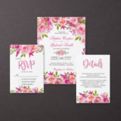 Pink Botanical Floral Wedding Details Info Enclosure Card (Personalise this independent creator's collection.)