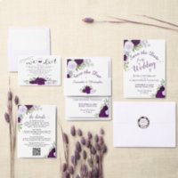  100 Wedding Invitations Purple Violet Lace Design +