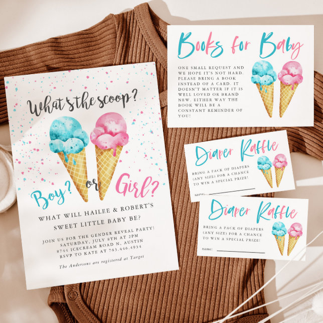 Whats the Scoop Cupcake Toppers/ Ice Cream Gender Reveal/ Set of